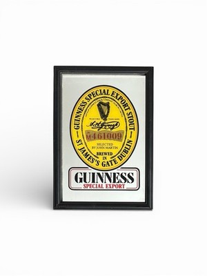 Guinness Special Export Style kleiner Spiegel mit Holzrahmen | Kneipenspiegel 33x23 cm