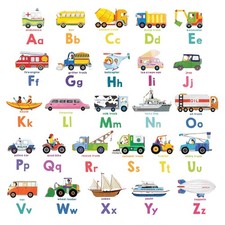 DECOWALL DS8-2005N Transport Alphabet Kids Wall Stickers Wall Decals Peel and...