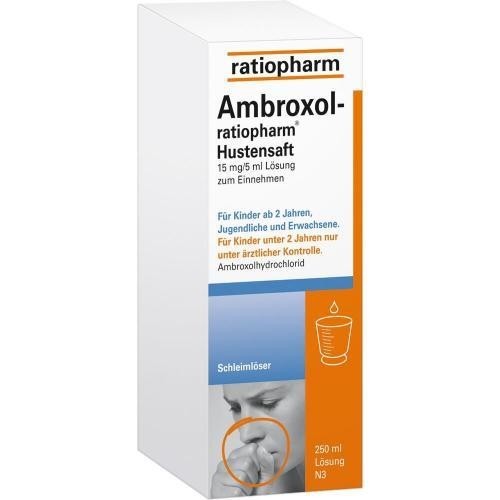 3x AMBROXOL ratiopharm Hustensaft 250ml für Kinder ab 2 Jahren Erkältung 563111