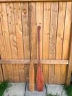 GREAT OLD VINTAGE 2 Odd Different Sizes Oars 54" + 68" Long Boat Wooden Paddles