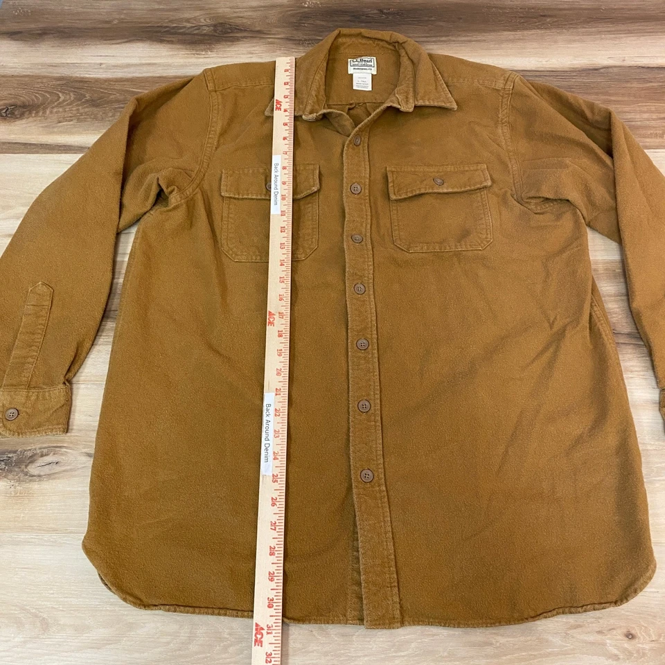 LL Bean Chamois Flannel Shirt Mens Large Tall LT Tall Brown Long Sleeve Workwear - Image 4 of 4