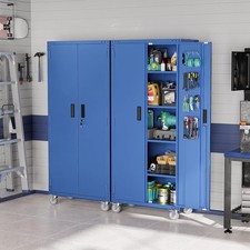 72'' Tall Garage Storage Cabinet with Locking Doors and Adjustable Shelves Blue
