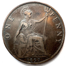 1897 Large Penny UK Great Britain British Large Cent Queen Victoria