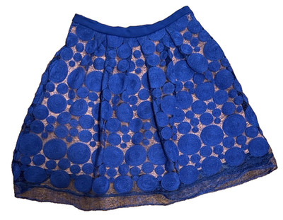 Anthropologie Skirt Womens 8 Eva Franco Royal Blue Albastru Lace Overlay