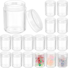 24 Pack 40ml Clear Bead Jar Empty Plastic Storage Container 1.5x2inch with Ro...