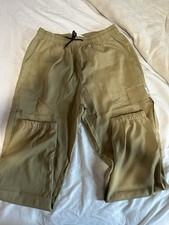 Men's Khaki Cargo Pants Size S, Drawstring, Pockets, Straight Leg