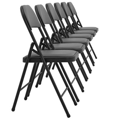 GREY Metall-Klappstuhl Konferenzstuhl 6er Set Kunstleder Grau [pro.tec]
