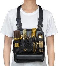Professional Chest Rig for Barbers - PU Leather Hairdresser Scissor Bag - Haircu