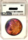 1887 Gem BU ++ 2 Sided Contrasting Rainbow Toned Morgan Dollar