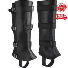 Black Men's Costume Boot Cover Renaissance Pirate Boots Cover PU Leather Stea...