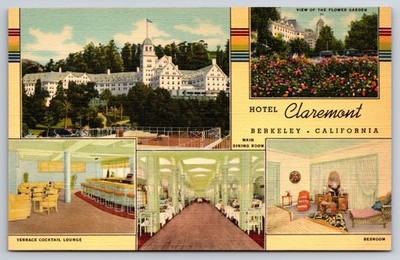 Hotel Claremont Berkeley California CA Cocktail Lounge Linen 1941 Postcard