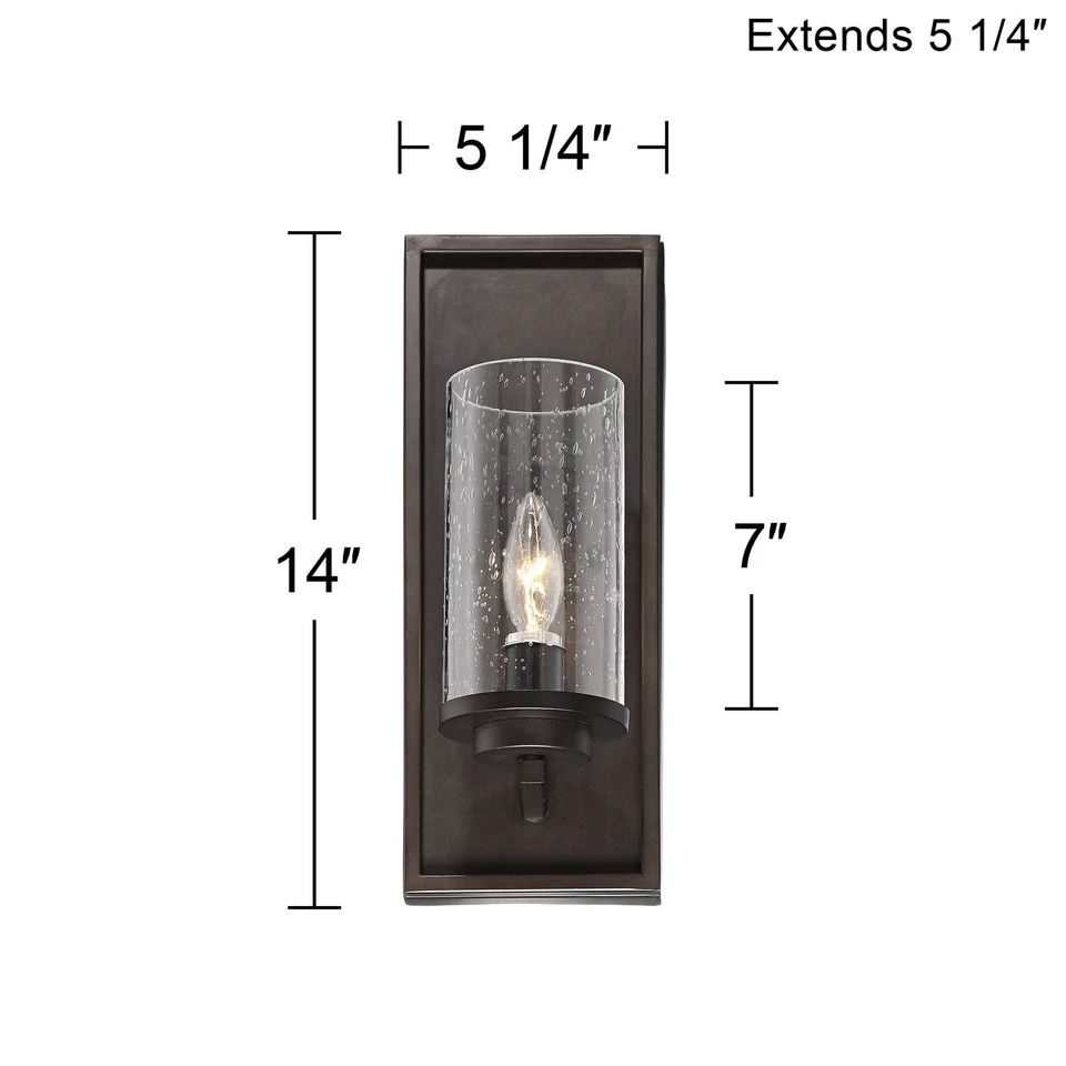 John Timberland Nobel 14" Glass and Bronze Wall Sconces Set of 2 - Image 4 of 4