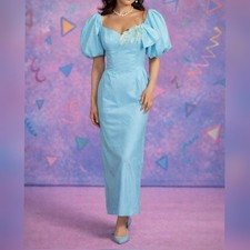 Dance Allure Vintage 80s Blue Taffeta Bridesmaid Prom Party Dress size 9/10 NWT
