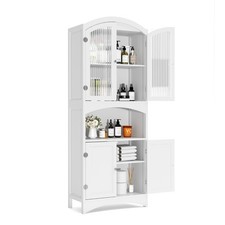 71" Kitchen Storage Cabinet Pantry Cupboard w/ Doors Adjustable Shelves White