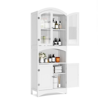 63.5'' Kitchen Pantry Storage Cabinet w/ Adjustable Shelves Food Cupboard White