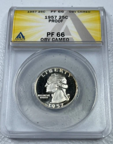 1957  Washington US Silver Quarter,   PF66 by ANACS,   CAMEO,  a SUPERB coin!!