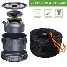 Portable Cookware Camping Hiking Stove Set Outdoor Picnic Bowl Pot Cooking Tool