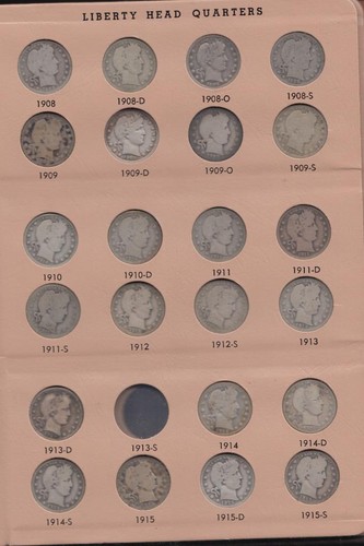 REDUZIERT!! FAST KOMPLETTER BARBER QUARTERS SET 1892-1916 PDOS AG-VG (FEHLEN 3) - Bild 5 von 9