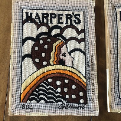 Vintage Harper's Bazaar Magazine Needlepoint Picture F Lady