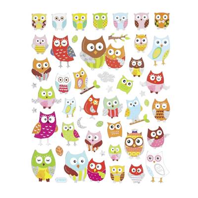 Sticker Eule Uhu Kauz Aufkleber Tiere Eulen Bastelmaterial Bogen Tiersticker