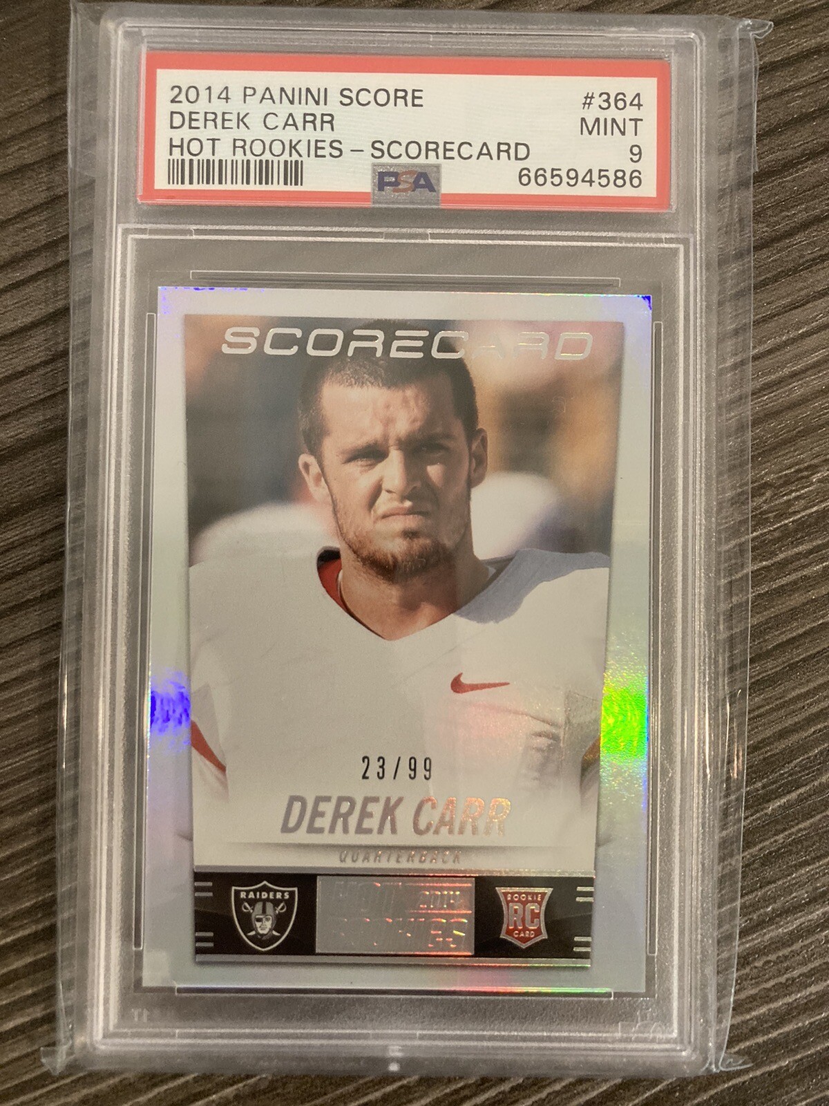 Derek Carr Panini Score #364 Hot Rookies-Scorecard