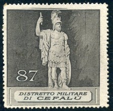 WWWI / ERINNOPHILIE TIMBRE ITALIE MILITAIRE / 87 / DISTRETTO MILITARE DI CEFALU