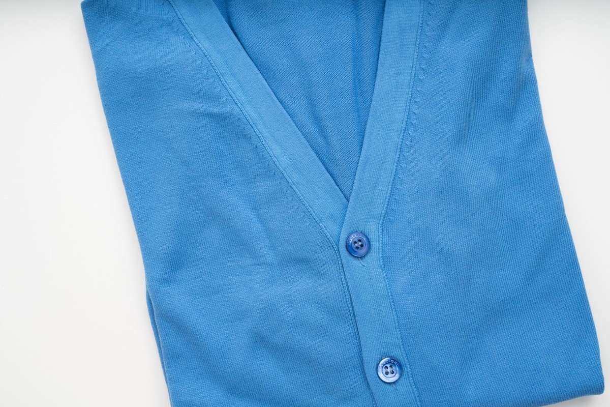 New Cruciani Blue Classic-Fit Cotton 6Btn Cardigan Sweater XXS