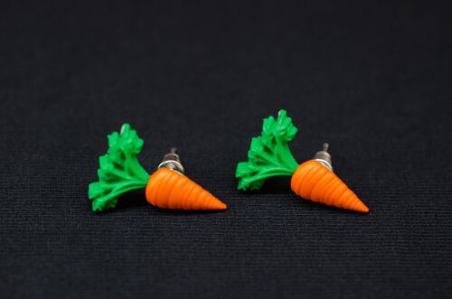 Carrot Beet Studs Miniblings Plug Earrings Vegetables Carrots Pointy - Picture 3 of 3