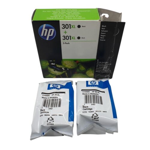 HP 301XL Black Ink Cartridges Pack of 2 High Yield D8J45AE Original Genuine - Afbeelding 1 van 17