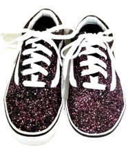 VANS OFF THE WALL PURPLE GLITTER SNEAKERS YOUTH SIZE 5.5 721278