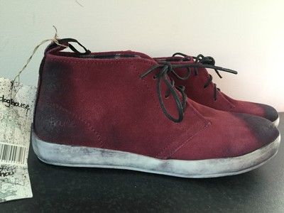 BNWT Older Boys Mens Sz 8 Rivers Doghouse Brand Burgundy Grunge Look Suede Boots