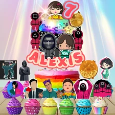 Squid Game Cake Topper happy birthday party supplies decoration event theme toy