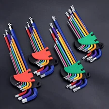 9pcs Hex Key Allen Wrench Set Ball End SAE Metric Star Long Arm Industrial Grade