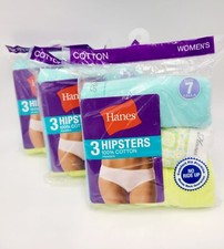 Hanes Women Cotton Tagless Panties Underwear Hipsters 9 Pair Size 7