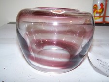 Vintage Crystal Brand Glass Bowl Lavender Swirl 