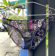Vintage La Senza Polyester See through Strappy Panty Lace Crisscross Briefs Sz.L