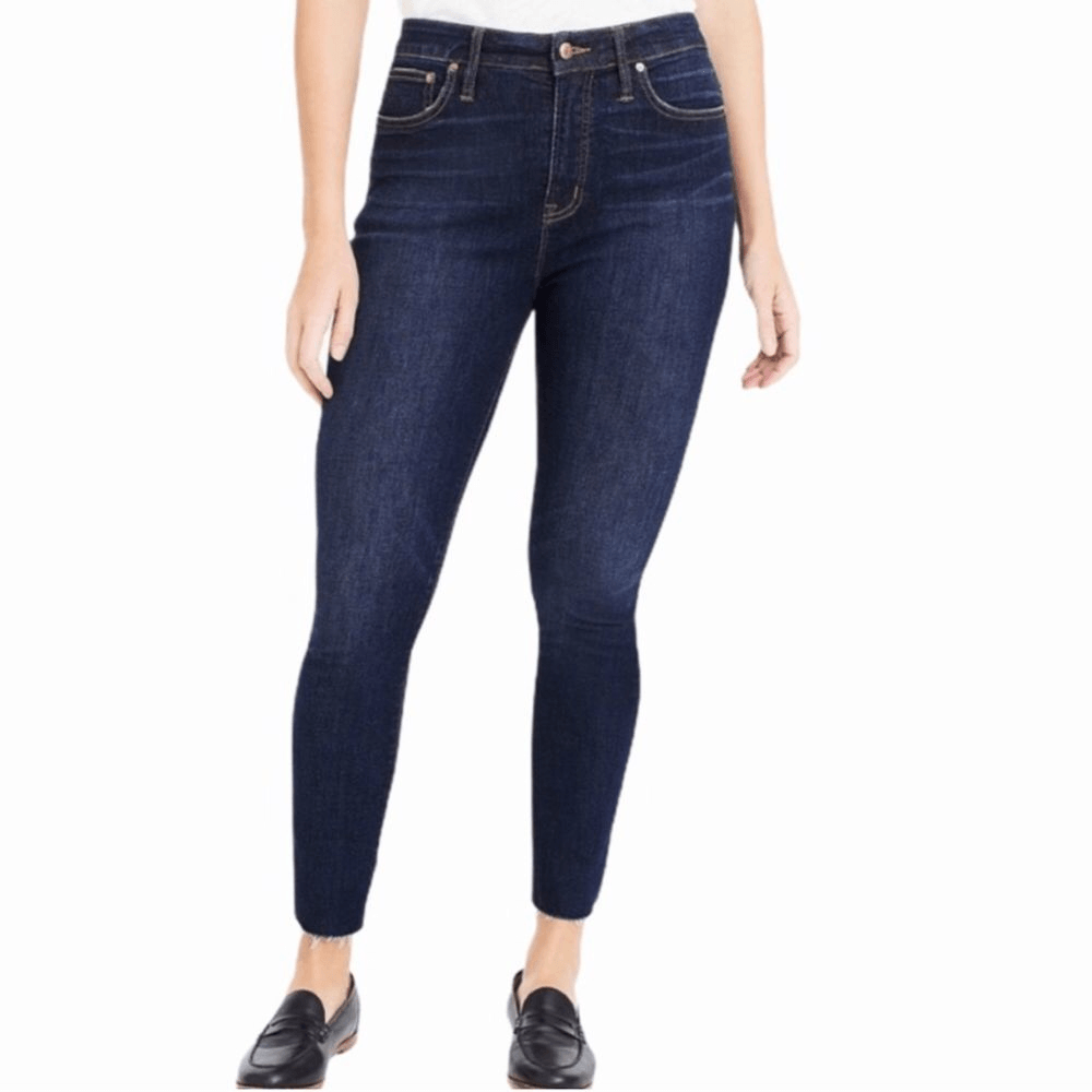 J crew high rise toothpick raw hem jeans size 27 EUC