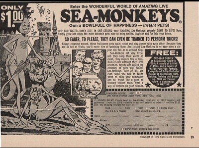 1971 Sea-Monkeys Bowlfull of Happiness! Mail-Order Magazine Print Ad ...