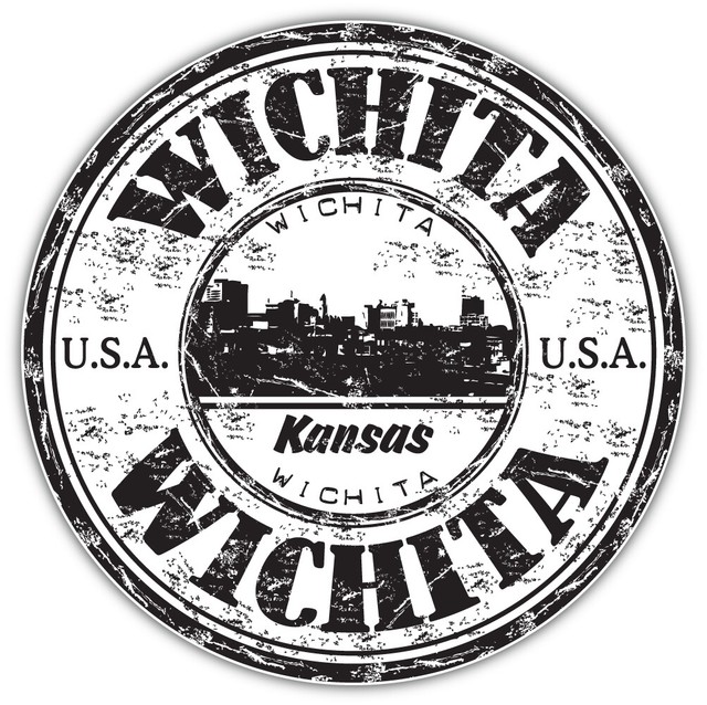 Wichita City Kansas USA State Grunge Badge Car Bumper Sticker Decal