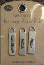 All My Memories (AMM) Expressions Rectangle Zipper Pulls Gun Metal 3 NIP