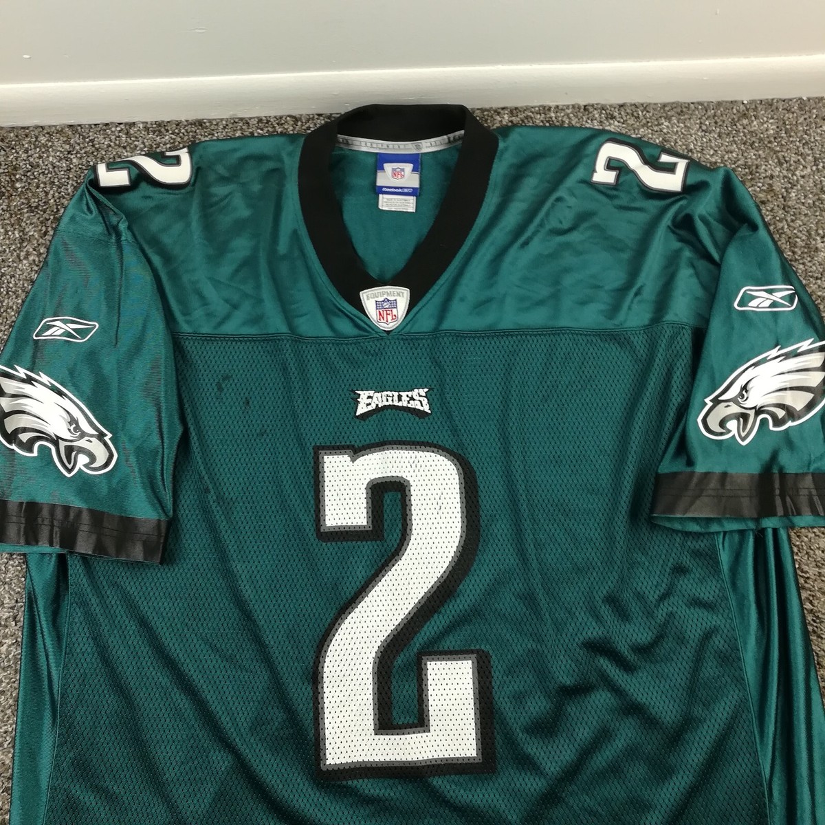 Vintage 2004 Philadelphia Eagles Jersey David Akers Reebok Green
