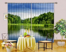 3D Lake Scenery ZHUA2417 Photo Curtain Window Blockout Fabric Amy 2023