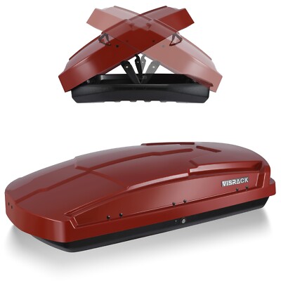 15 Cu. Ft. Rooftop Cargo Box Luggage Carrier +Key Dual-Side Opening Red