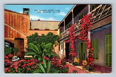New Orleans LA-Louisiana, Old Spanish Court Yard, Antique Vintage Postcard