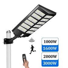 3000W Large LED Solar Street Lights Outdoor Dusk to Dawn Road Flood Lamp +Pole