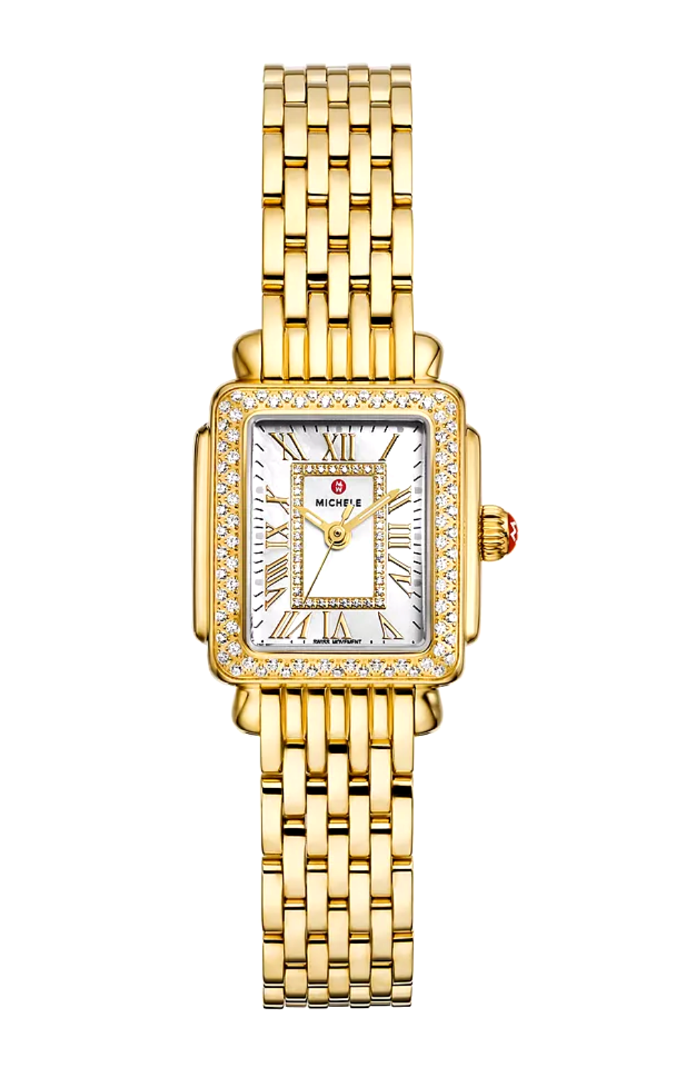 MICHELE DECO MADISON MINI DIAMOND 18K GOLD WATCH