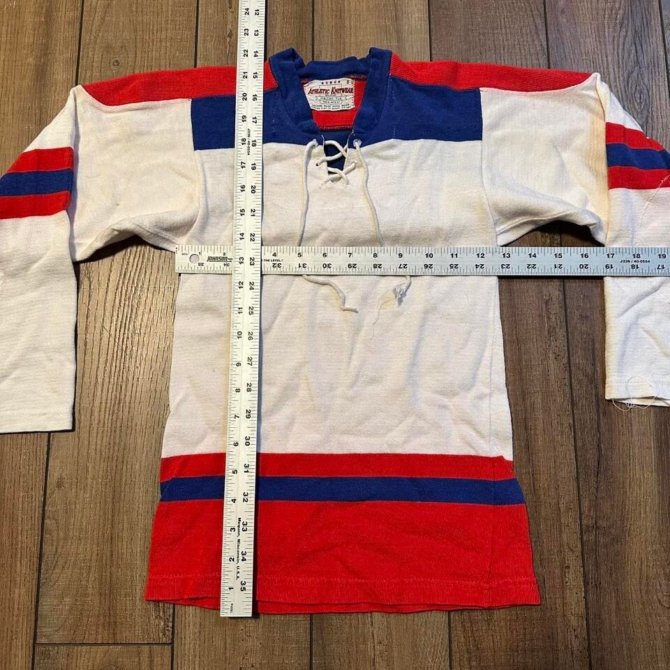 Vintage 60s Hockey Jersey Youth Size Medium Athletic Knit Durene