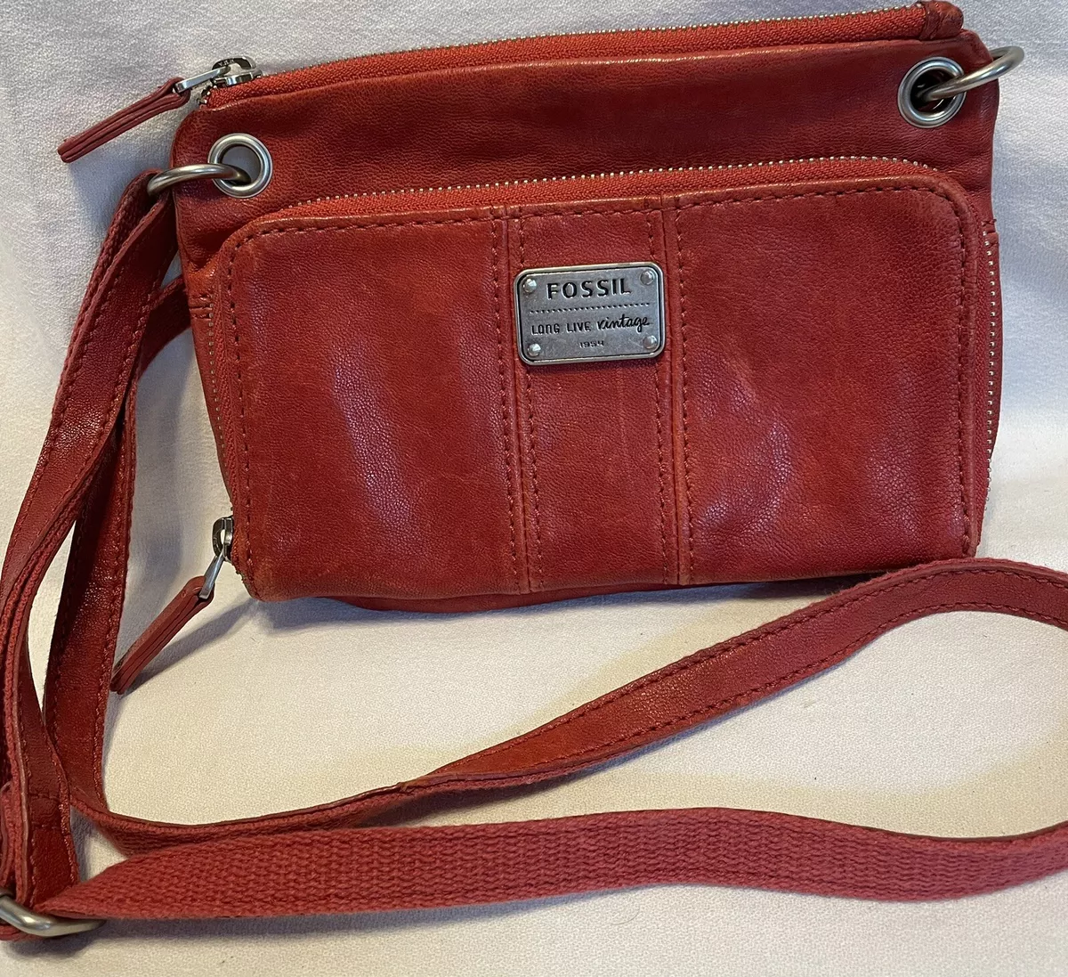 Vintage 1954 Fossil Leather Handbag Purse | eBay