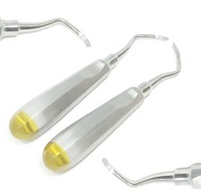 2 ascensori dentistici Miller #71+72 angolati sinistra+destra oro rotondo piatto 