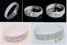Wedding party style fashion crystal or Ab rhinestone 2/3/4 layer open bracelets
